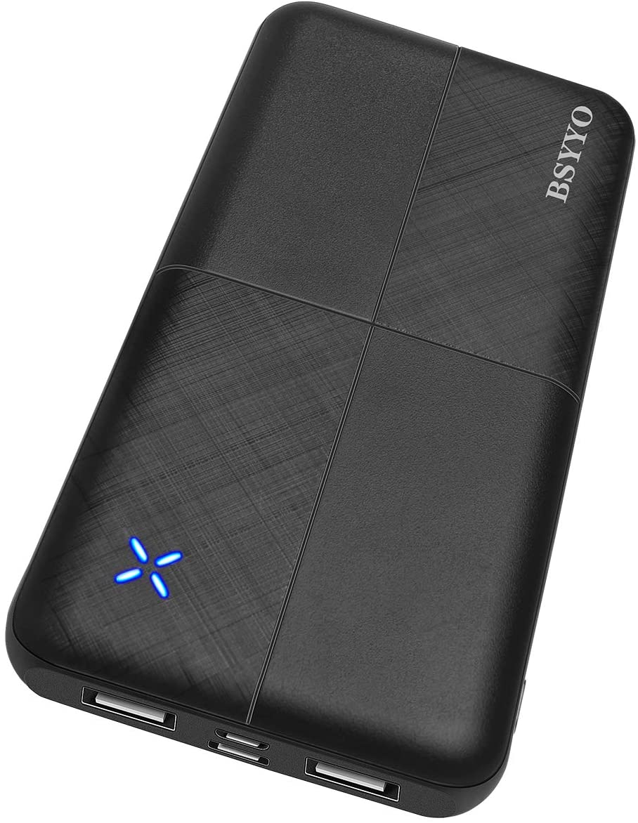 BSYYO Powerbank 10000mAh USB C klein Externer Akku Mit Dualer 3A Ausgängen und USB-C,Micro Eingang, Power Bank für Handy iPhone, Samsung, Huawei, iPad Tablet und mehr