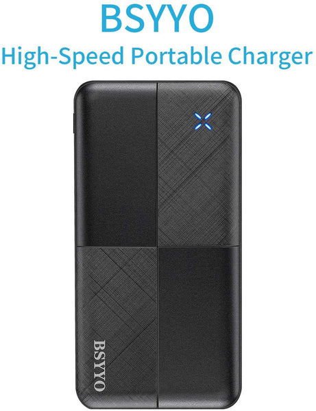 BSYYO 10000mAh Dual 3A USB Portable Charger High-Speed USB-C Input Power Bank External Battery Pack Phone Changer for iphone X XS 8 Plus Google Samsung LG iPad and More